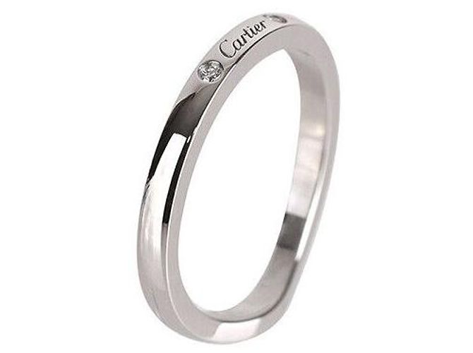 Cartier Ballerina-Ehering aus Platin mit Diamant, Größe Silber - Ansicht 8