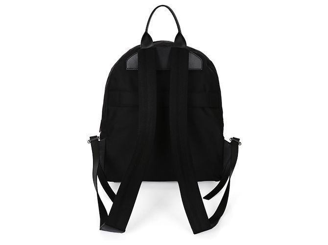 Kiton Zaino nero in nylon e pelle con logo - vista 4