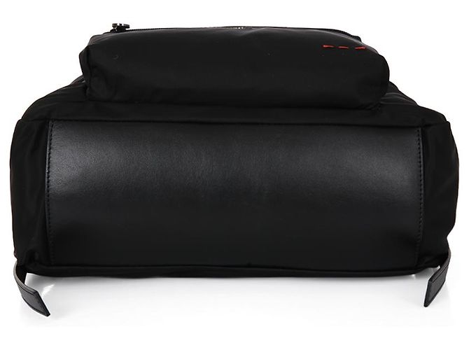 Kiton Zaino nero in nylon e pelle con logo - vista 5