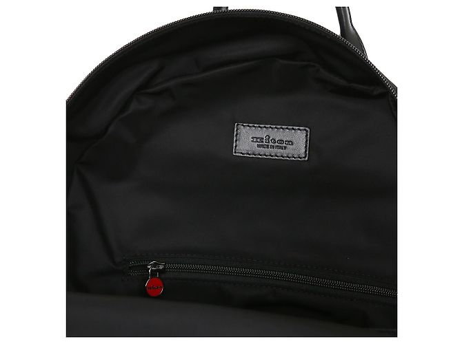 Kiton Zaino nero in nylon e pelle con logo - vista 8