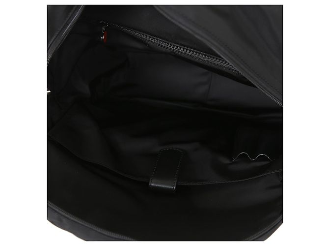 Kiton Zaino nero in nylon e pelle con logo - vista 9