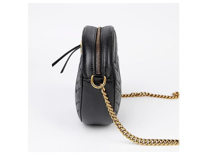 Gucci Borsa a Spalla Incrociata GG Marmont Mini Nero - vista 4