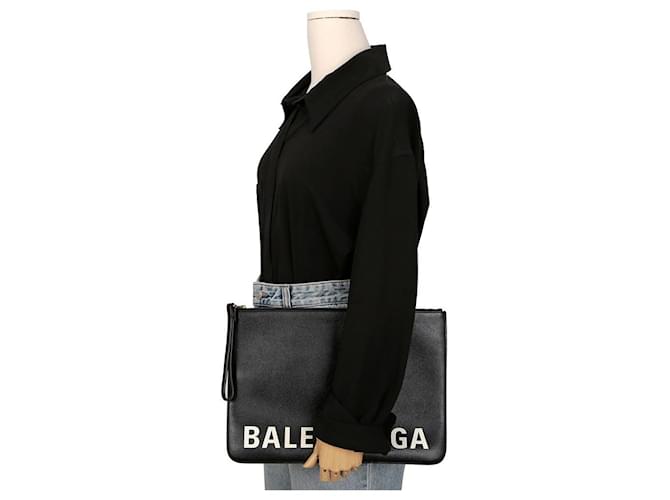 Balenciaga Clutch Logo Nero - vista 12