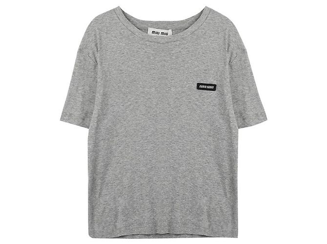 Miu Miu Jersey-T-Shirt mit Rand Braun - Ansicht 3