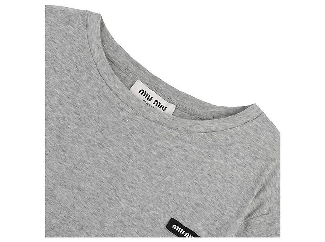 Miu Miu Jersey-T-Shirt mit Rand Braun - Ansicht 5