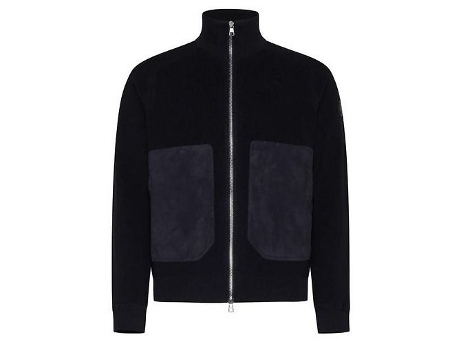 Moncler Cardigan zip in cotone e cashmere Nero - vista 4