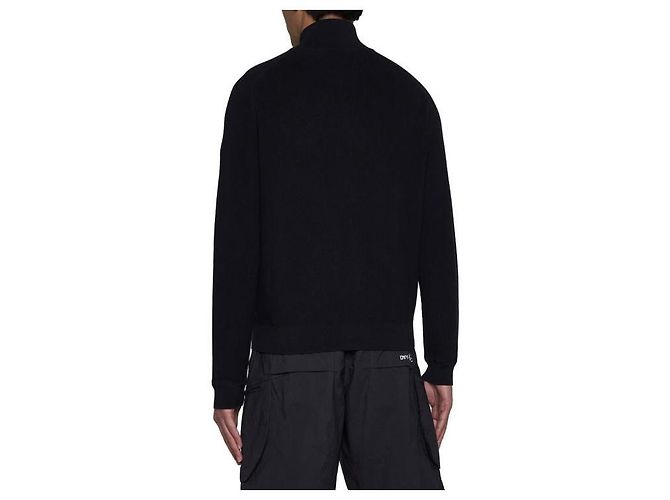 Moncler Cardigan zip in cotone e cashmere Nero - vista 7