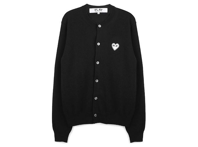 Comme Des Garcons Cardigan in maglia cuore bianco - vista 3
