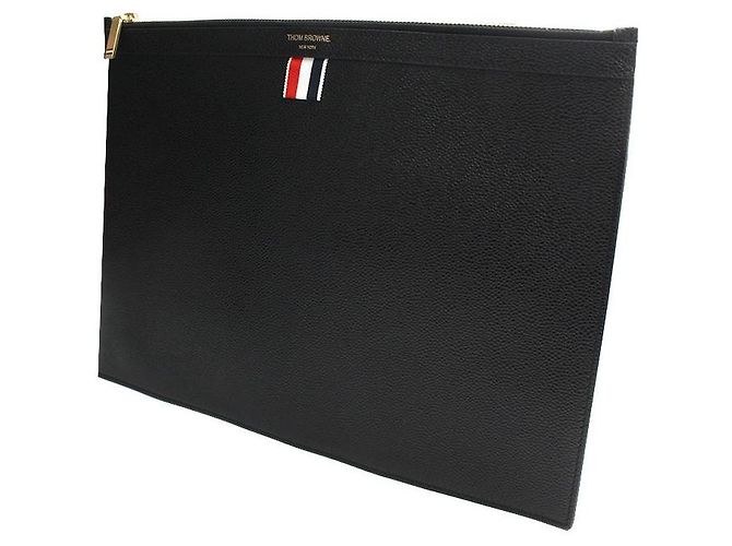 Clutch in pelle nera Thom Browne Nero - vista 2