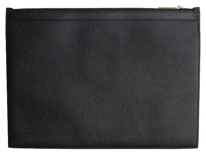 Clutch in pelle nera Thom Browne Nero - vista 3