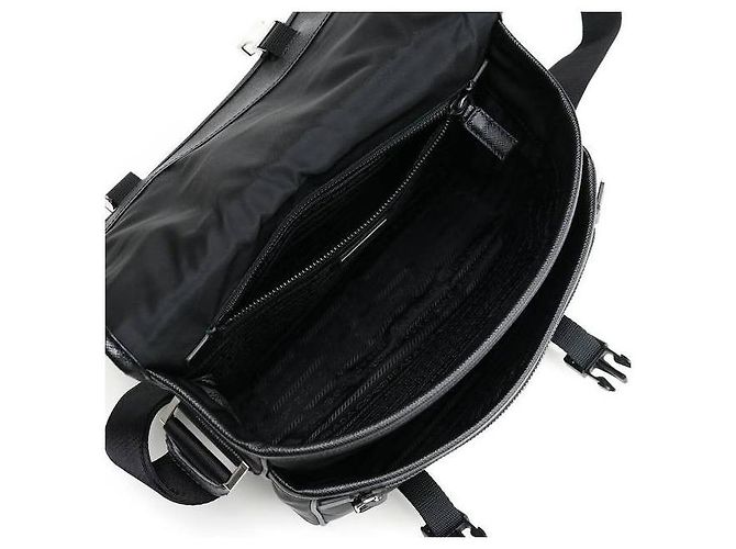 Prada Borsa a Spalla in Pelle Saffiano Re-Nylon Nero - vista 6