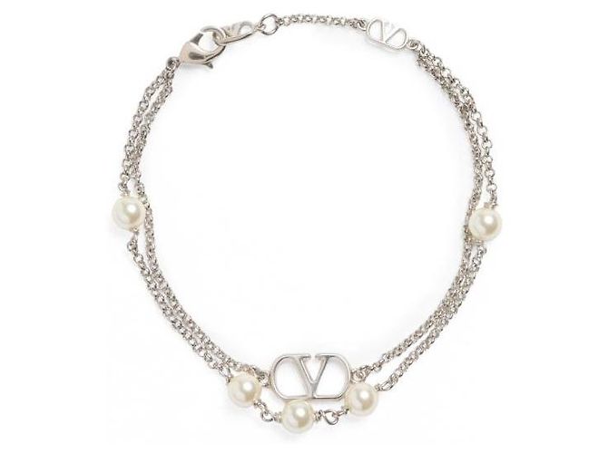Valentino Collana Logo Swarovski Bianco - vista 4