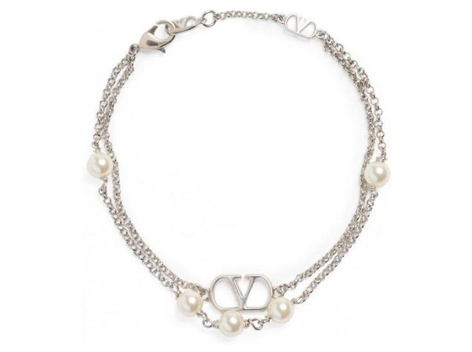 Valentino Collana Logo Swarovski Bianco - vista 5