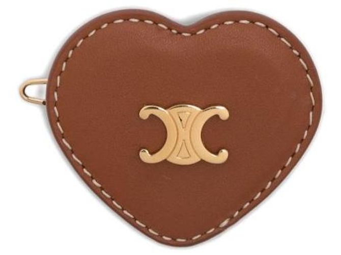Céline Fermaglio per capelli a forma di cuore in pelle di vitello e ottone - vista 4