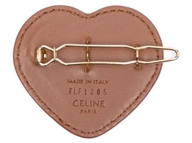 Céline Fermaglio per capelli a forma di cuore in pelle di vitello e ottone - vista 5