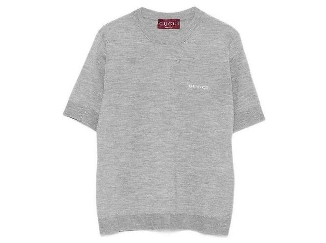 Gucci Top de cachemira y seda intarsia Plata - vista 4