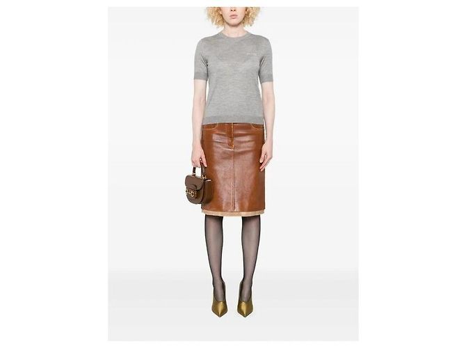 Gucci Top de cachemira y seda intarsia Plata - vista 5