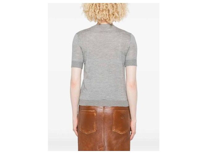 Gucci Top de cachemira y seda intarsia Plata - vista 8