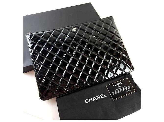 Chanel Borsa a mano in vernice classica Nero - vista 7
