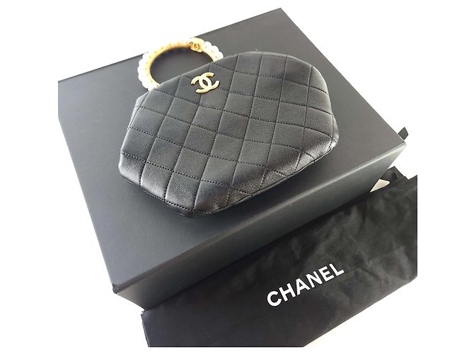 Chanel Tote Bag mit Perlenhenkel Schwarz - Ansicht 7