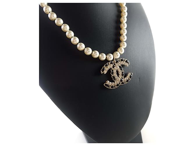 Chanel Collar de perlas CC Negro - vista 3