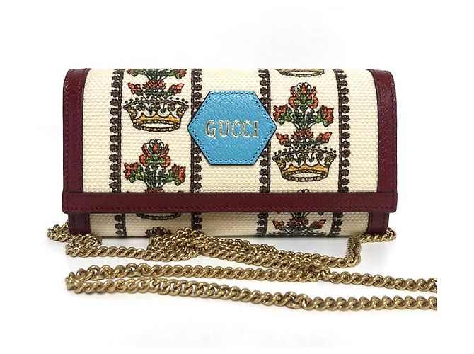 Gucci Portafoglio incrociato con catena e corona floreale centenaria Multicolore - vista 6