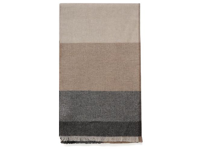 Brunello Cucinelli Sciarpa in cashmere e lana a quadri Marrone - vista 2