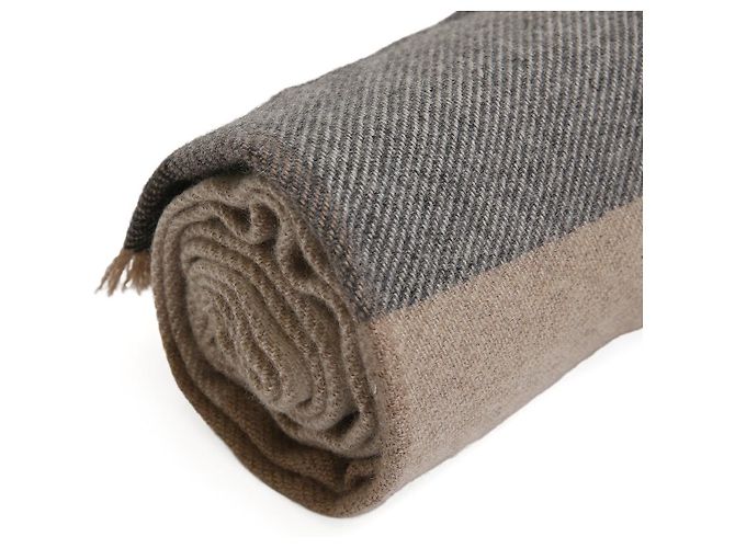 Brunello Cucinelli Sciarpa in cashmere e lana a quadri Marrone - vista 3