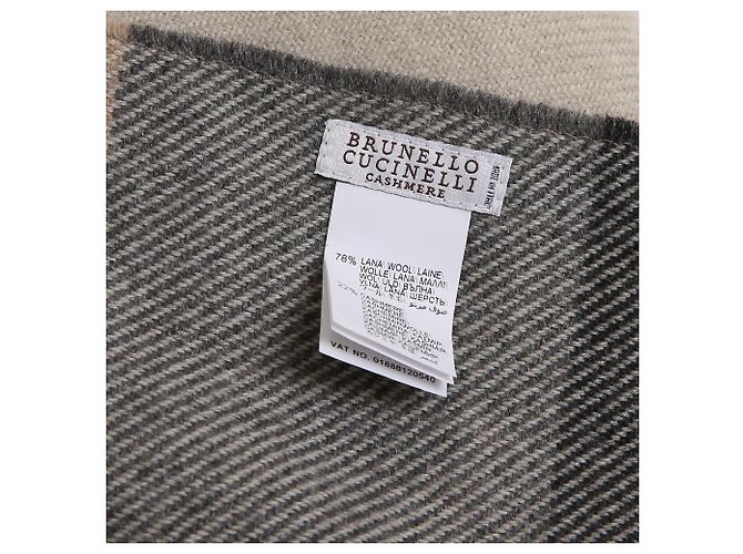 Brunello Cucinelli Sciarpa in cashmere e lana a quadri Marrone - vista 4
