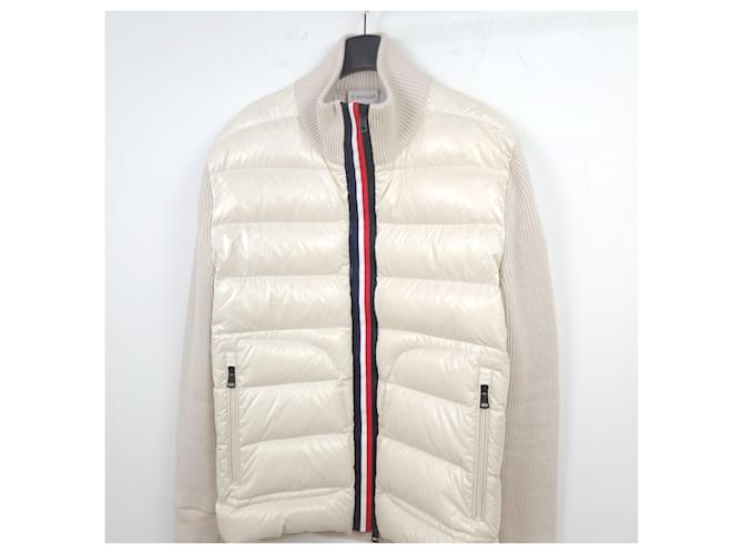 Moncler Gestrickte gesteppte Jacke mit Reißverschluss Weiß - Ansicht 2