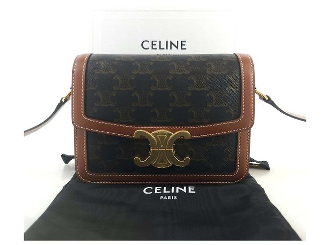 Céline Borsa a spalla Triomphe in tela Tin Triomphe Nero - vista 7