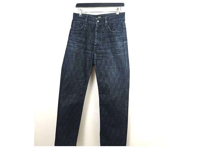 Fendi Pantaloni in denim ff FF Nero - vista 2