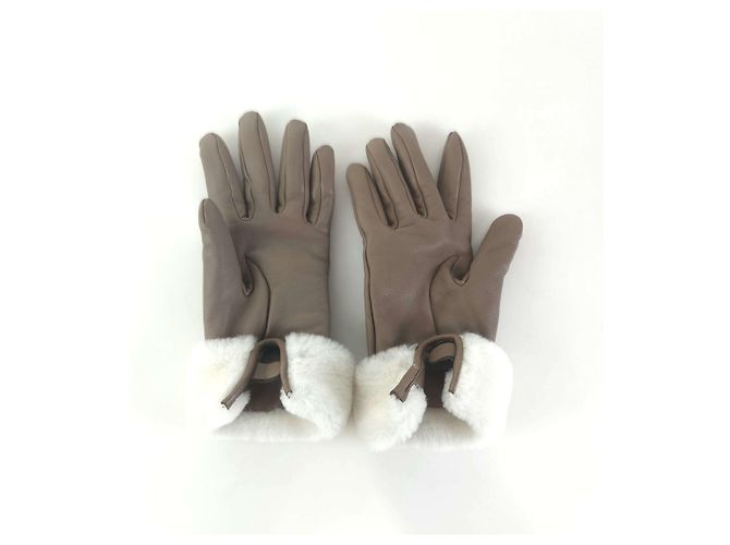 Hermès Luvas de couro de shearling Marrom - vista 2