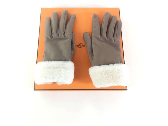 Hermès Luvas de couro de shearling Marrom - vista 4