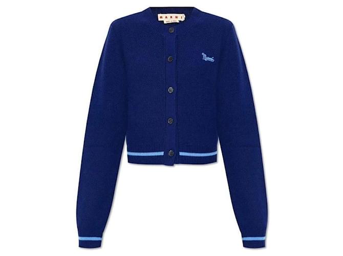 Marni Kurzer Wollstrickcardigan Blau - Ansicht 4
