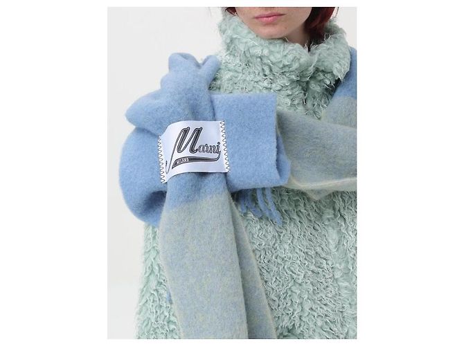 Marni Bufanda de mohair a rayas Azul - vista 7