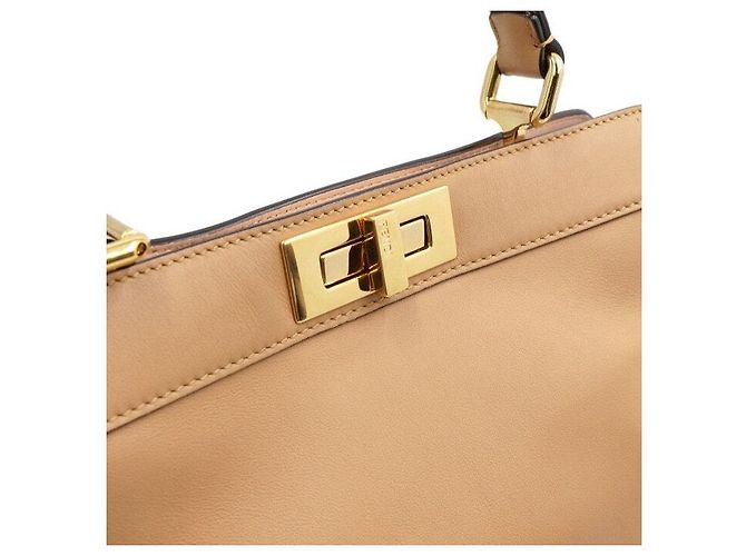 Fendi Borsa a spalla Peekaboo See Medium in pelle marrone - vista 10