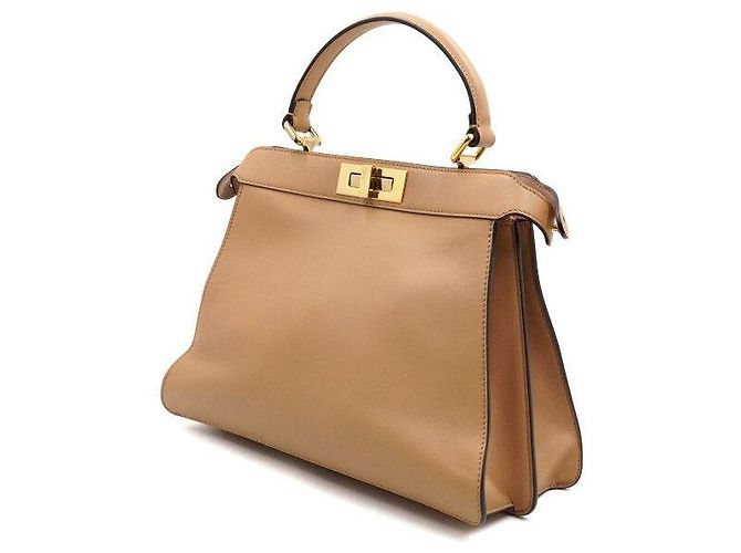 Fendi Borsa a spalla Peekaboo See Medium in pelle marrone - vista 2