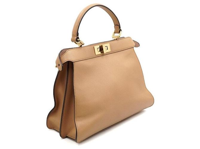 Fendi Borsa a spalla Peekaboo See Medium in pelle marrone - vista 3