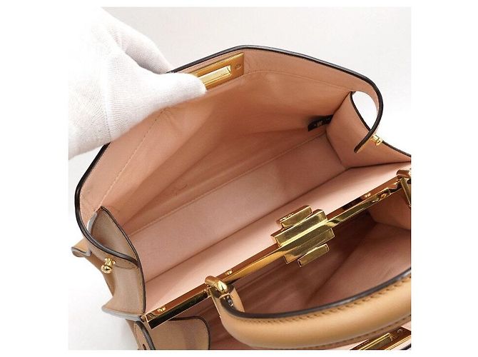 Fendi Borsa a spalla Peekaboo See Medium in pelle marrone - vista 5