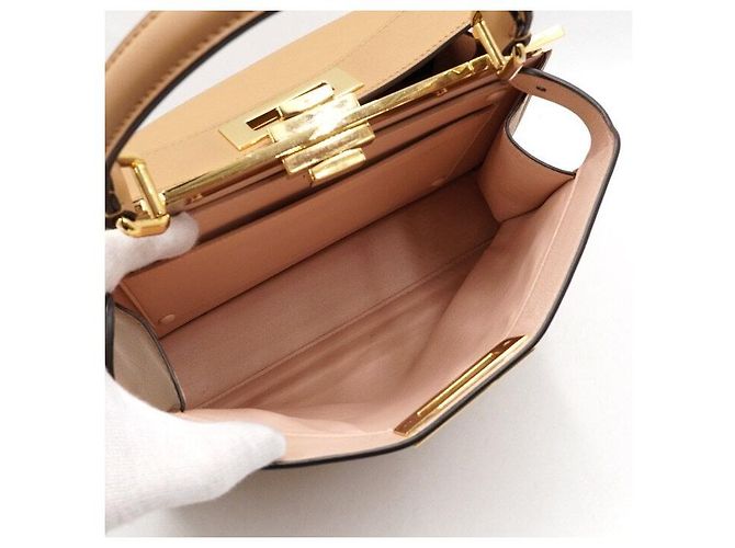 Fendi Borsa a spalla Peekaboo See Medium in pelle marrone - vista 6