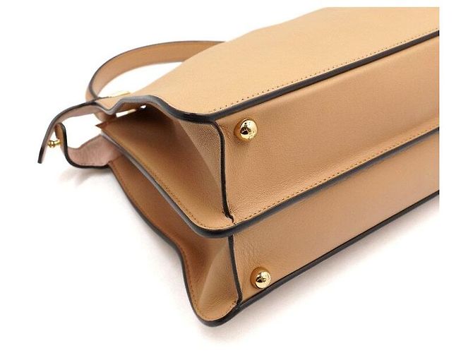 Fendi Borsa a spalla Peekaboo See Medium in pelle marrone - vista 9