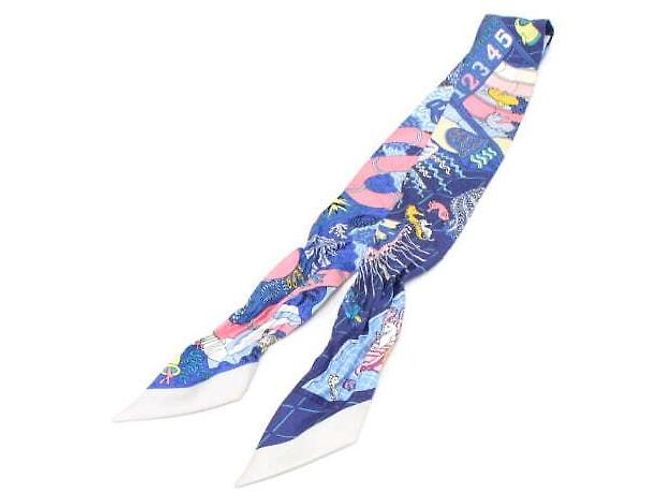 Hermès Foulard in seta Twilly Bonbon Rosa Blu Splash Park - vista 3