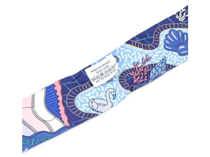 Hermès Foulard in seta Twilly Bonbon Rosa Blu Splash Park - vista 5