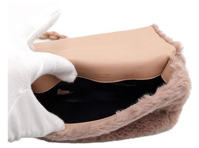 Tom Ford BORSO A SPALLA MINI IN PELLE MORBIDA ROSA CON CATENA D'ORO - vista 5