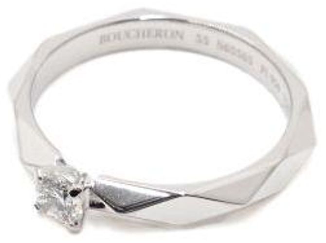 Boucheron Platinring mit facettiertem Solitär-Diamant Silber - Ansicht 2