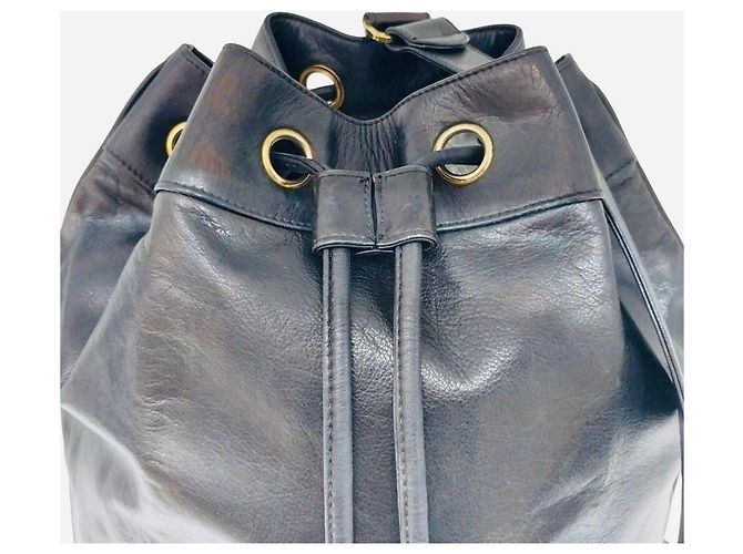 Chanel Vintage CC Bucket Drawstring One Shoulder Backpack Sling Bag Black - view 7