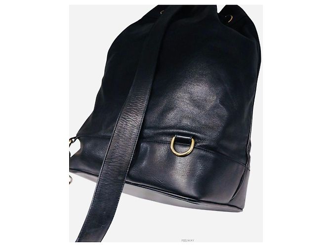 Chanel Vintage CC Bucket Drawstring One Shoulder Backpack Sling Bag Black - view 9