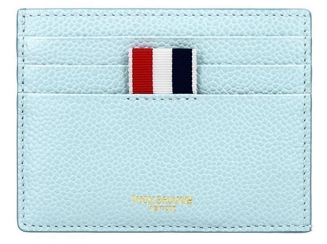 Thom Browne Wallet Pebble Grain Triple Tab Card Holder Blue - view 3