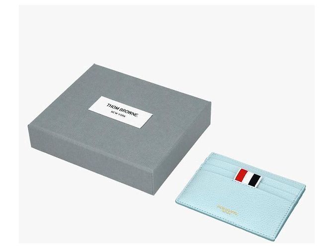 Thom Browne Wallet Pebble Grain Triple Tab Card Holder Blue - view 9